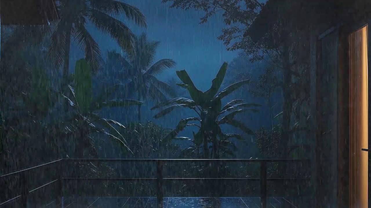 Deep Sleep Tonight with Calm Rain and Soft Storm at Wooden Cabin Terrace 🌧️