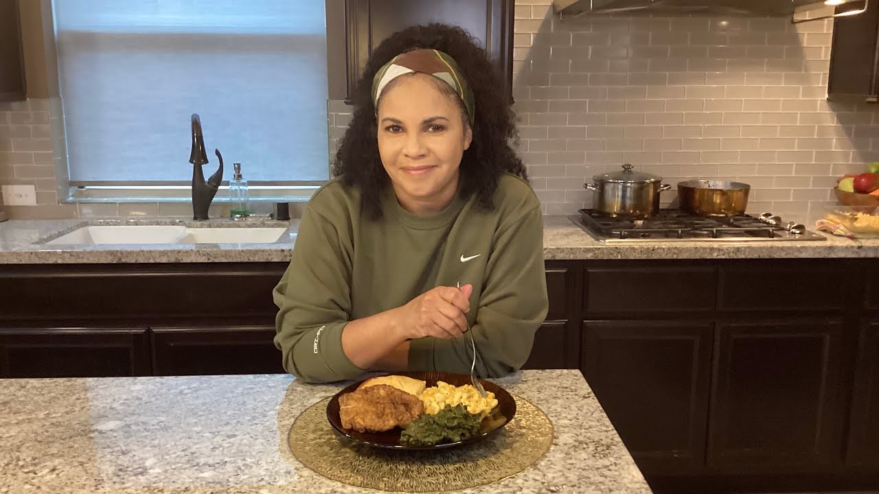 Southern Fried Pork Chops | Mustard Greens with Ham Hocks | Homemade Mac and Cheese