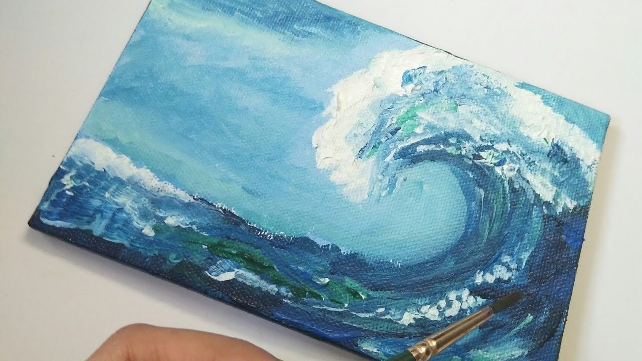2/30 How to draw Wave Acrylic painting, beach 🌊 / Sheena's Gallery ,Part 1