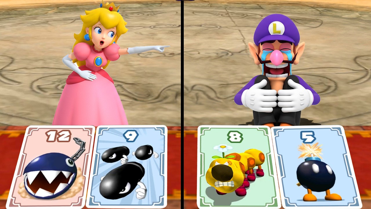 Mario Party 8 Complete All Minigames - Peach Vs Mario Vs Wario Vs Waluigi