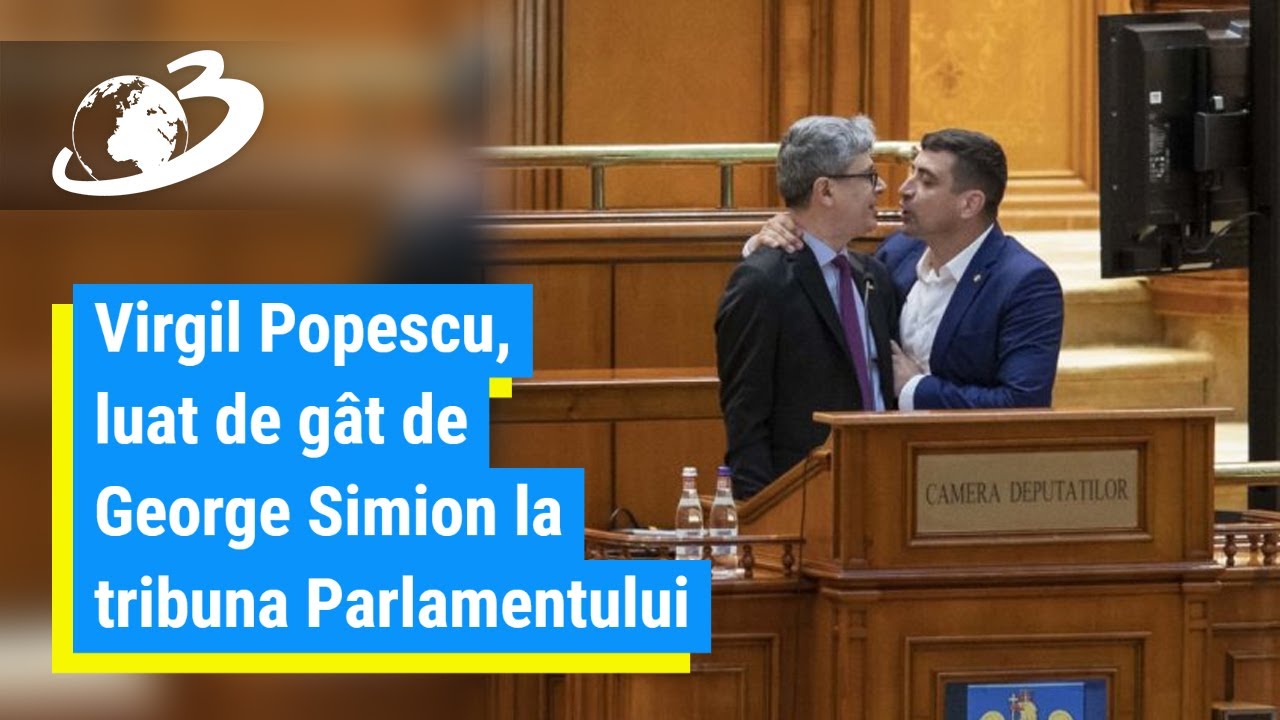 Virgil Popescu, luat de gât de George Simion la tribuna Parlamentului: „Ești un prost!”
