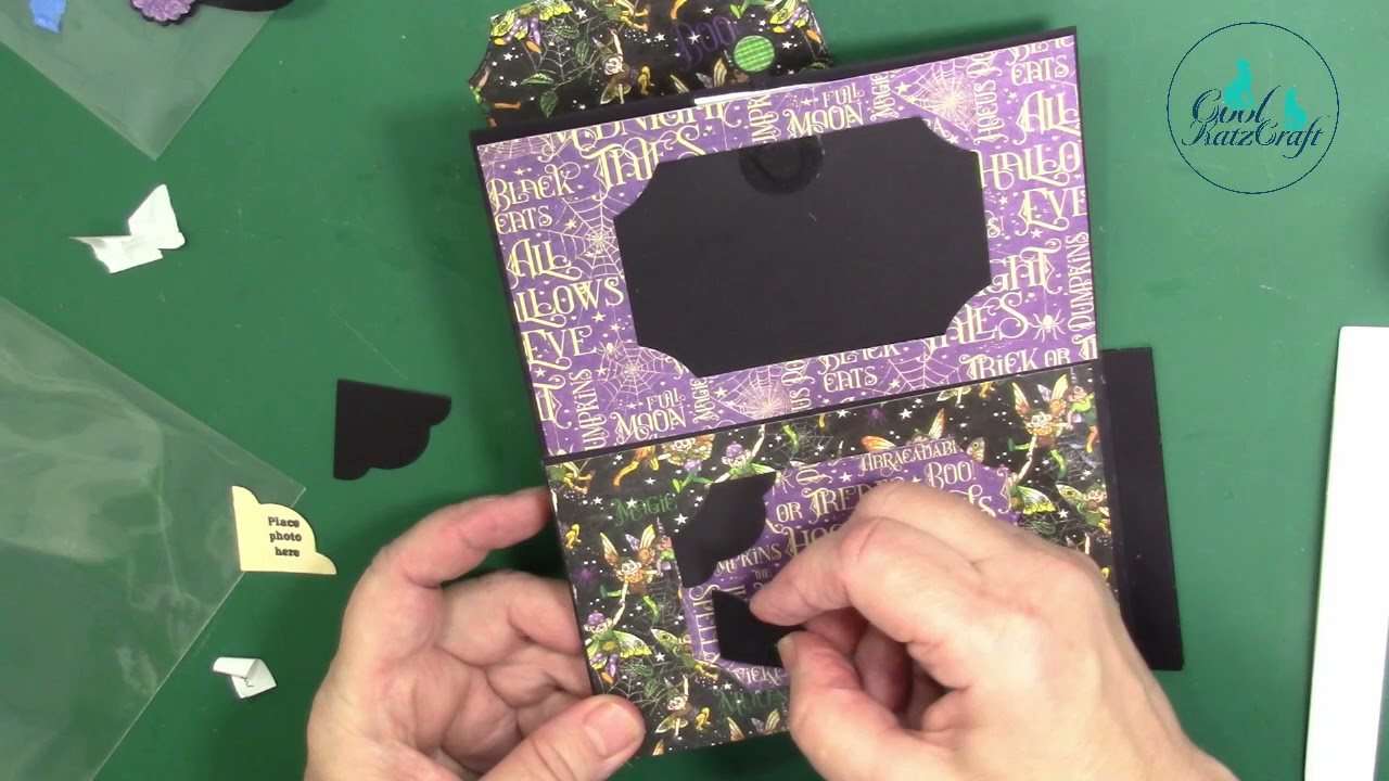 Mini Halloween Album (CoolKatzCraft Ltd) - Page 2, Pocket Page and Fold Down Flap with Photo Slots