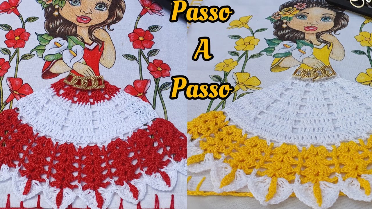 Sainha de crochê para pano de prato Passo a passo#crochet #croche