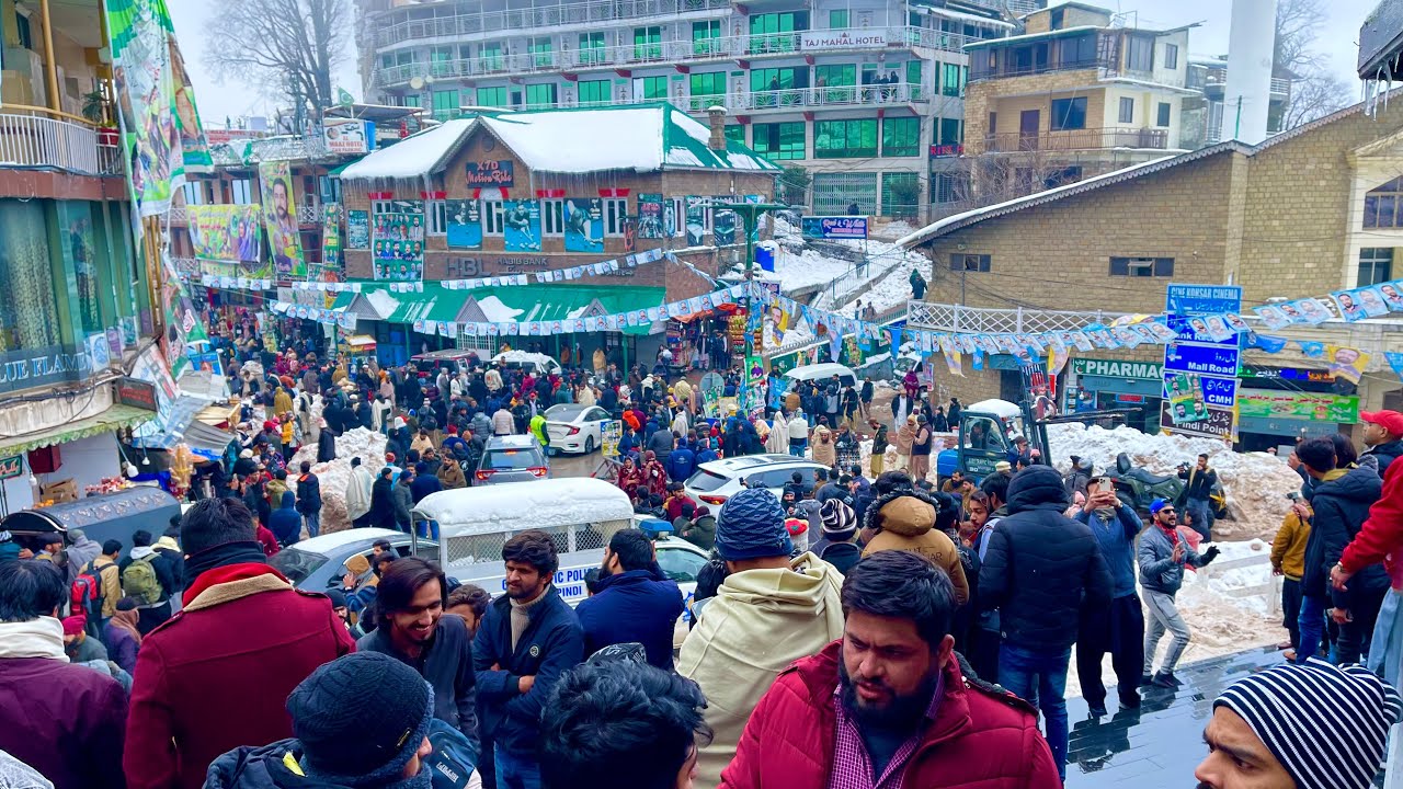 MURREE Today LIVE snowfalls GPO CHOWK Mall Road