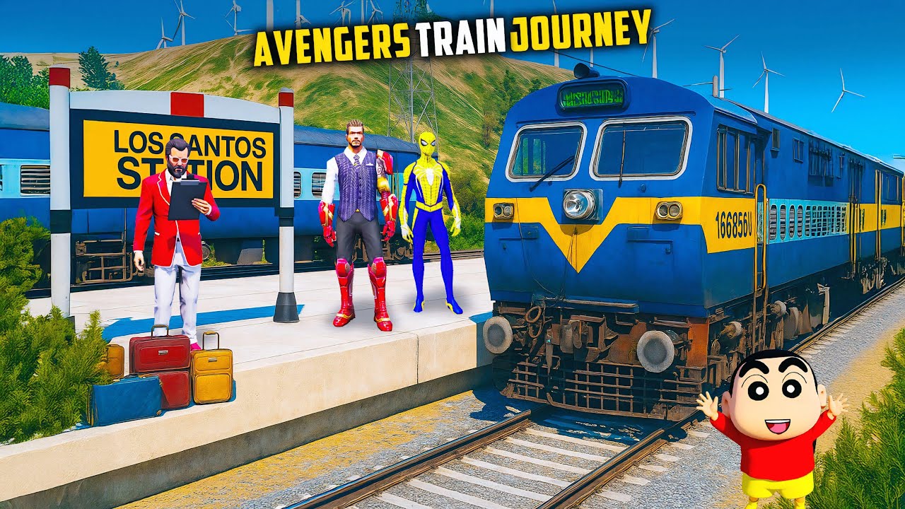 Rampage Shinchan🤣& Avengers TRAIN HEIST🚂👌😁Full Fun #bommalu #gta5telugu