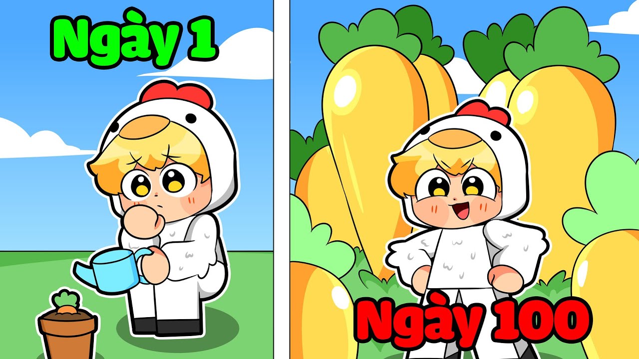 Tô Gà Thử Thách 100 Ngày Trồng 1000 Cây Trong Roblox