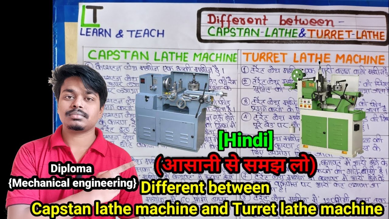 Different between capstan lathe machine and turret lathe machine (Hindi)
