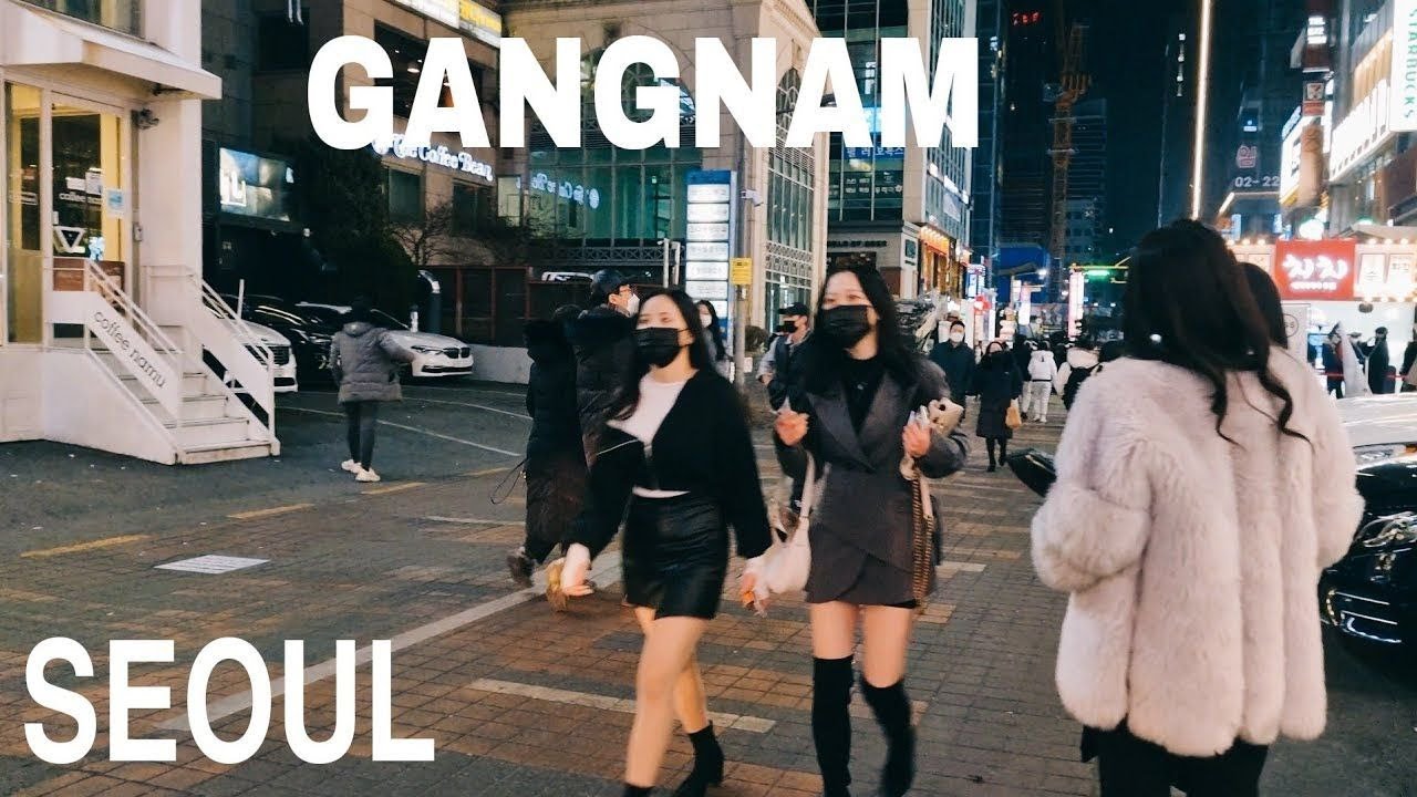 4K Seoul night walking in gangnam club streets HD
