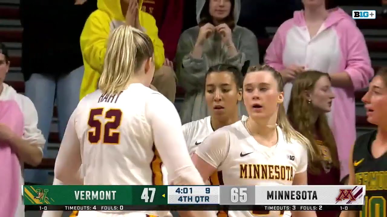 4TH QUARTER: Minnesota Golden Gophers vs Vermont | Women's College Basketball | B1G Conference