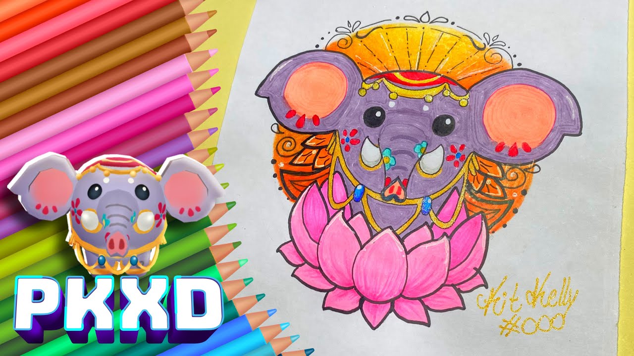 Como Desenhar ELEFANTE ADORNADO @PK XD