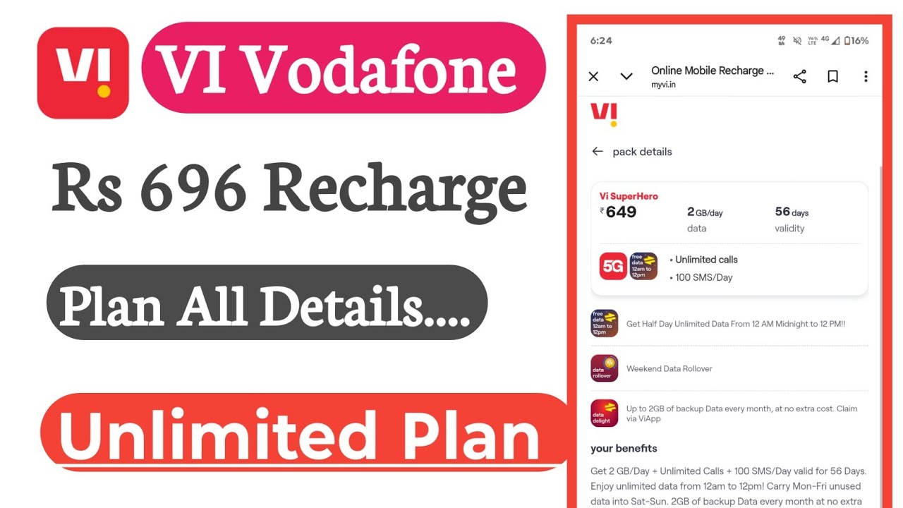VI Vodafone Rs 696 5G Unlimited Recharge Plan All Details & Validity 2026