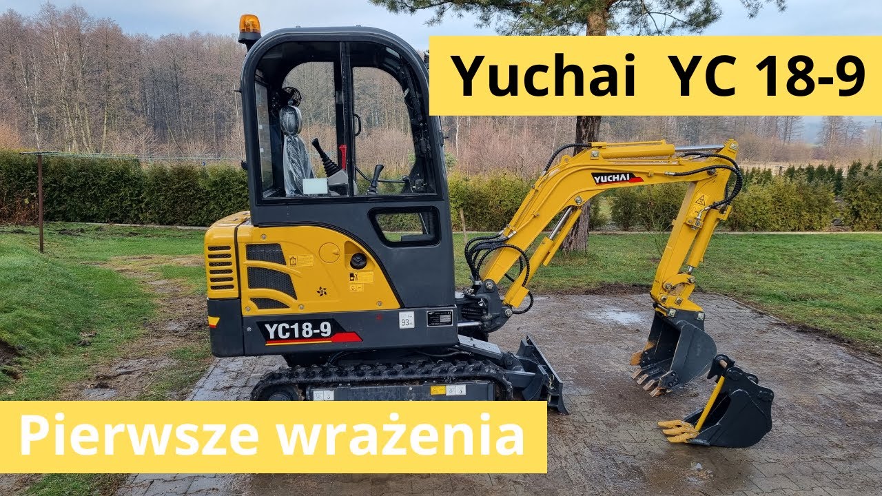 Minikoparka 1850 kg, pierwsze uruchomienie. Yuchai YC 18-9