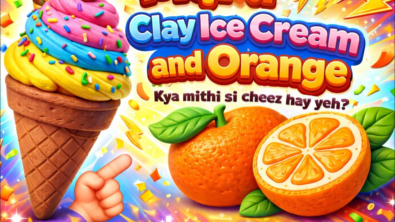 Colourful clay icecream 🍦aur orange 🍊 
