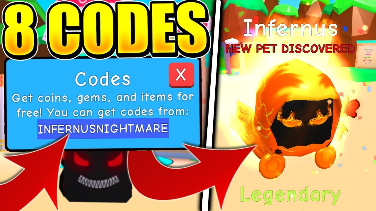 8 LEGENDARY INFERNUS PET CODES IN BUBBLE GUM SIMULATOR! (Roblox)