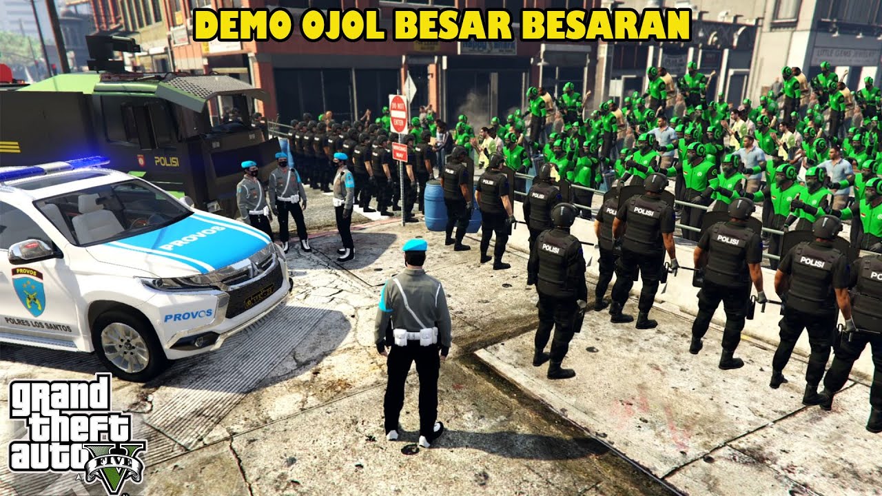 Demo Ojol Tolak PPKM Di Losantos Ricuh! GTA 5 Mod Polisi Indonesia