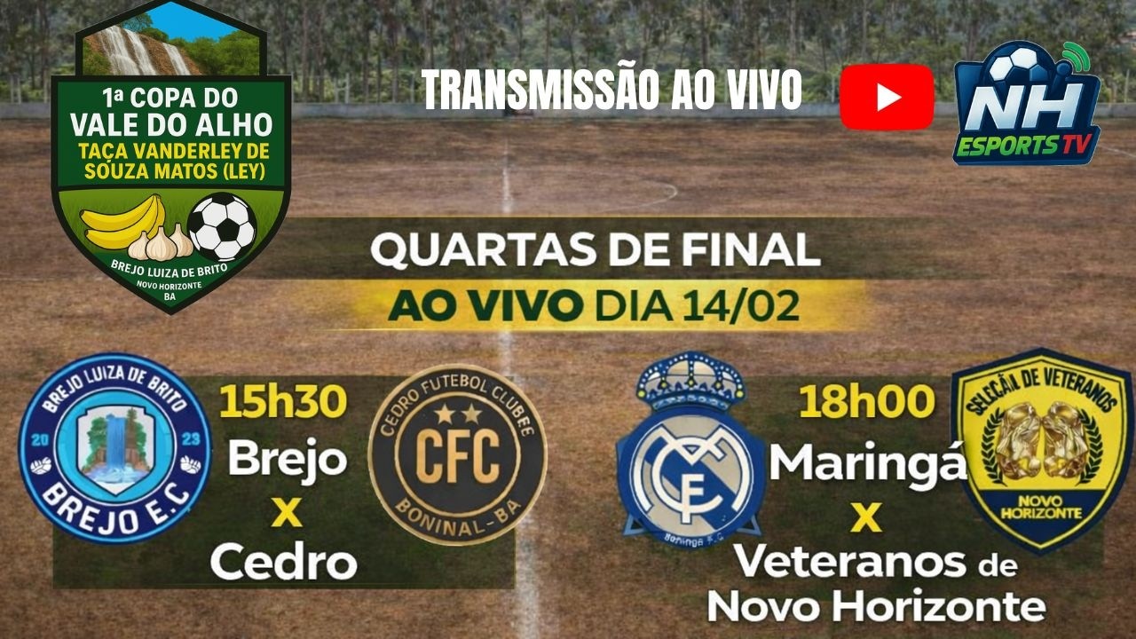 Quartas de Final AO VIVO | Copa do Vale do Alho | Brejo x Cédro • Maringá x Vet. de Novo Horizonte