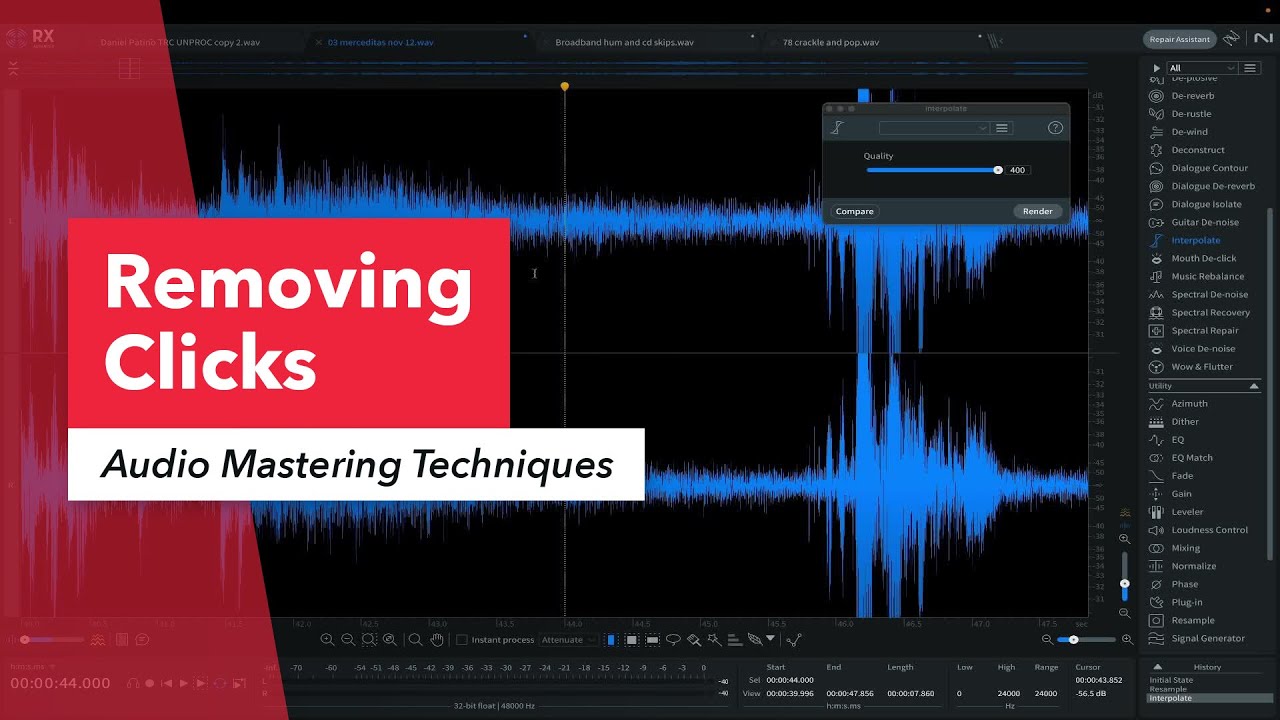 Audio Mastering: Removing Clicks & Transient Noise with iZotope RX | Music Production & Engineering