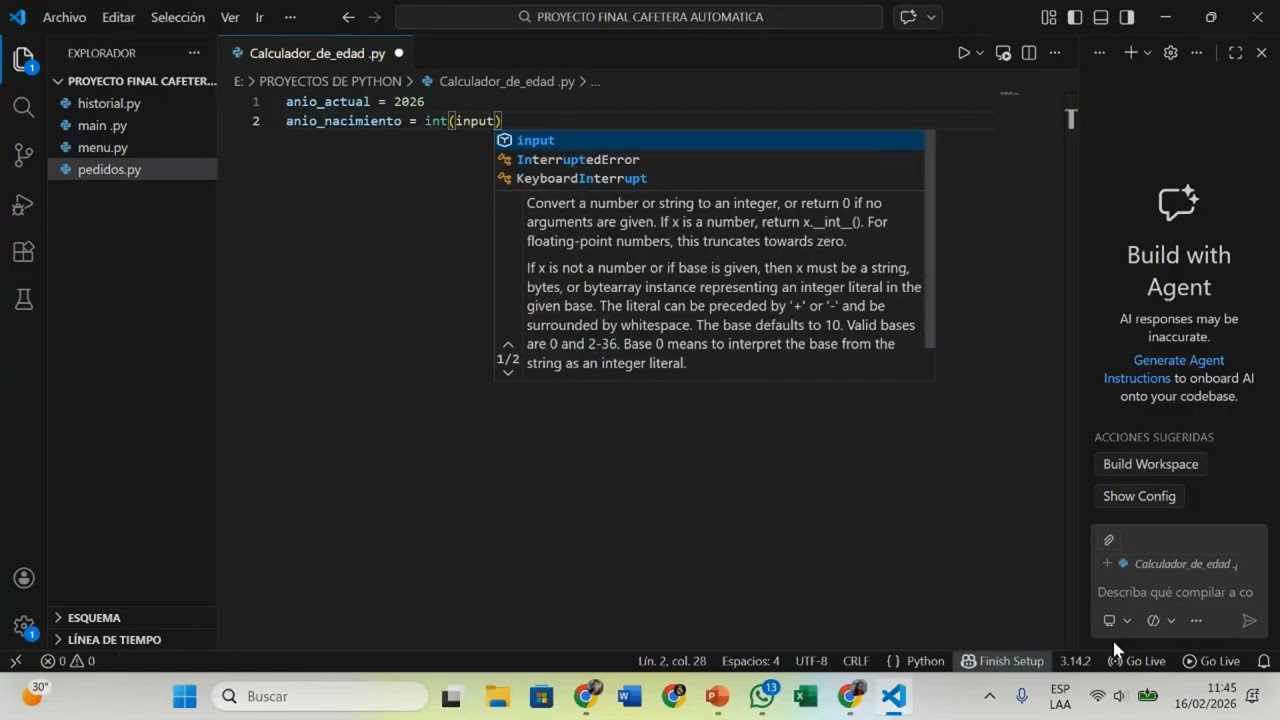 CALCULADOR DE EDAD PROGRAMANDO CON PYTHON