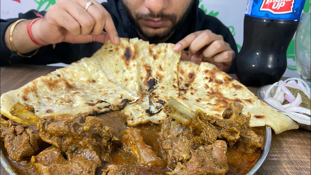 SPICY MUTTON WITH BUTTER NAAN | THUMBS UP | EATING SPICY MUTTON