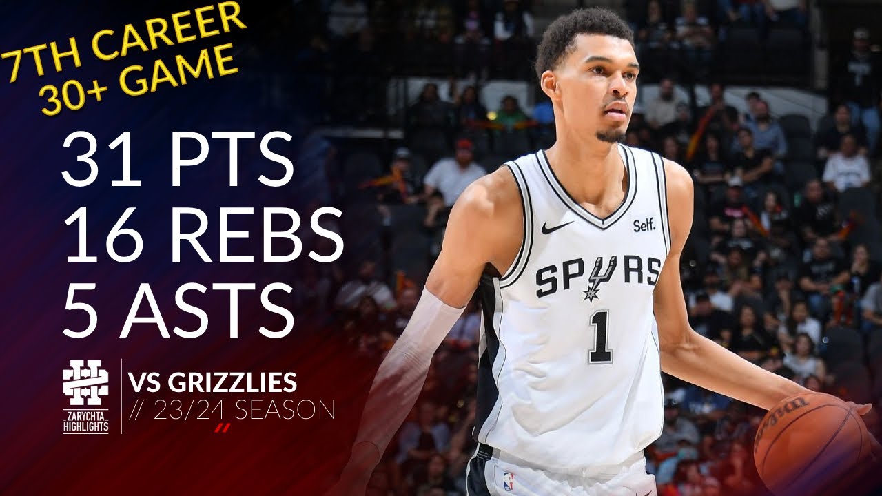 Victor Wembanyama 31 pts 16 rebs 5 asts vs Grizzlies 23/24 season