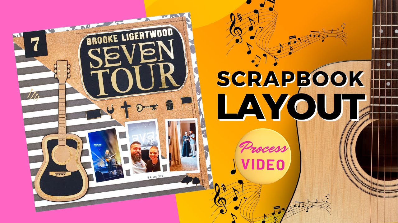 Concert/Tour-Themed Scrapbook Layout | Process Video | Music-themed Scrapbook Ideas