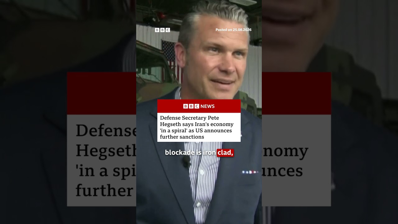 Pete Hegseth says Iran's economy 'in a spiral' as US announces further sanctions. #BBCNews