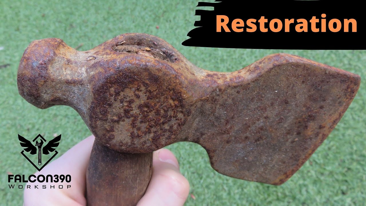 Unique axe restoration. Wood-turning a new handle.