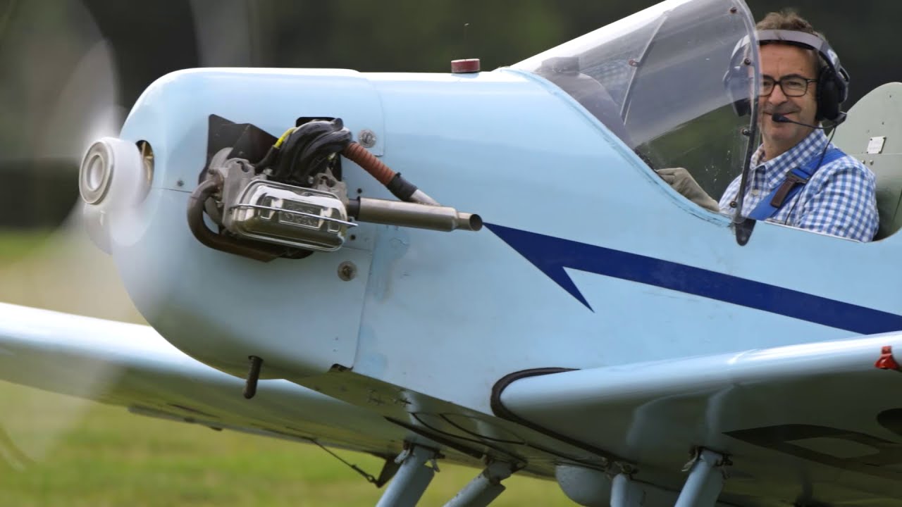 Vintage Druine Turbulent grass runway take-off