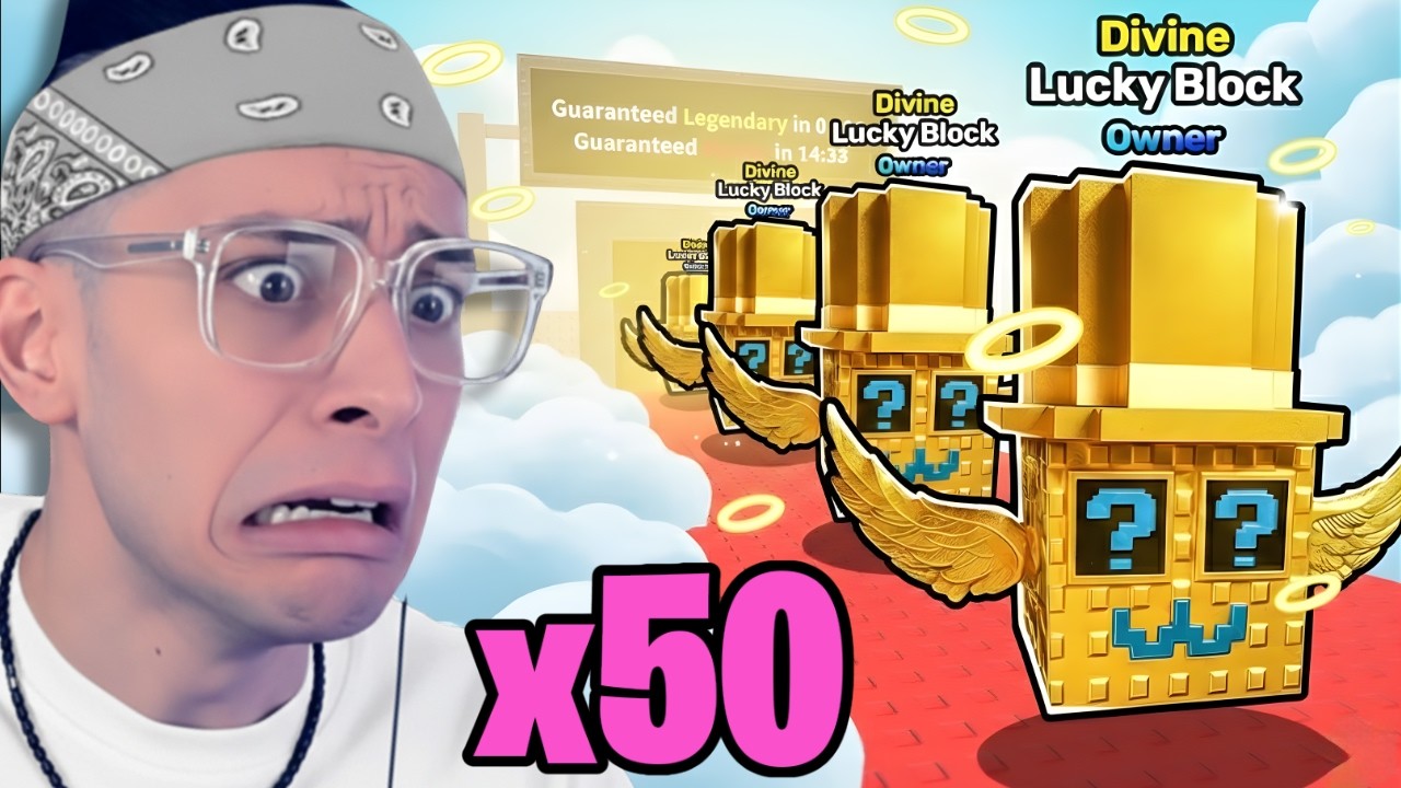 Apro 50 DIVINE LUCKY BLOCKS su Steal a Brainrot MA...