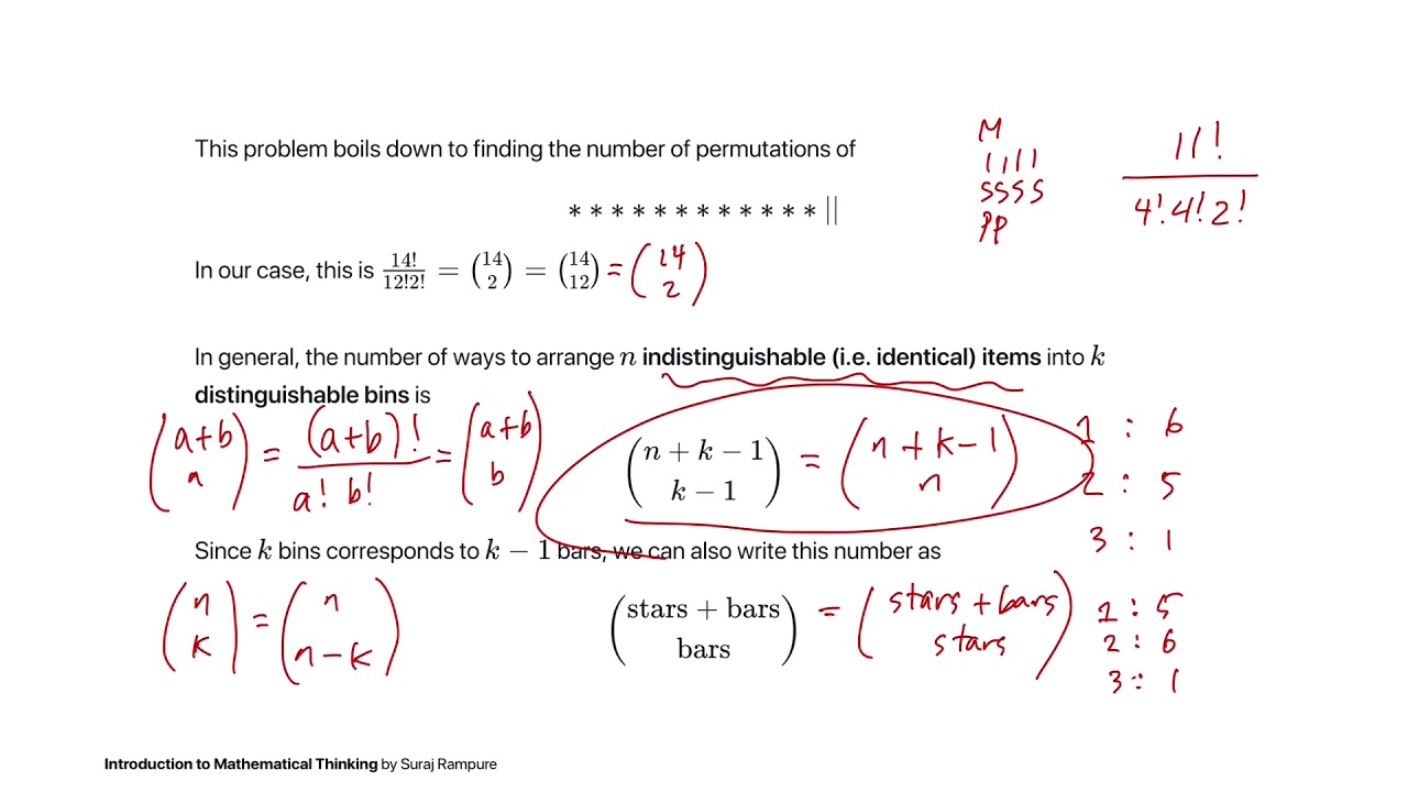 Stars and Bars Counting – Introduction to Mathematical Thinking