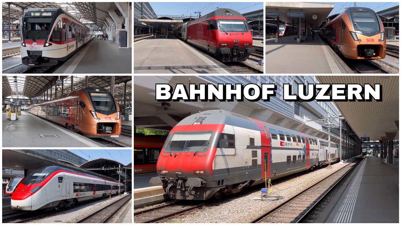 Züge beim Bahnhof Luzern | Trains at Lucerne station (2023)