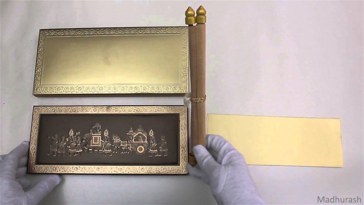 Indian Boxed Envelope Royal Scroll Wedding Card | Madhurash Cards | SC-5113 | Rajkot
