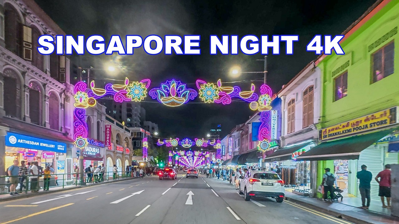 🇸🇬 4K HDR - Singapore City Night Driving Tour | Colorful Street Lights of Singapore🚘🌃