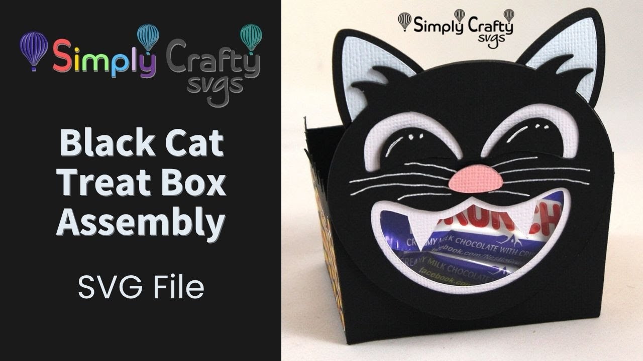 Black Cat Treat Box Assembly - Halloween SVG File