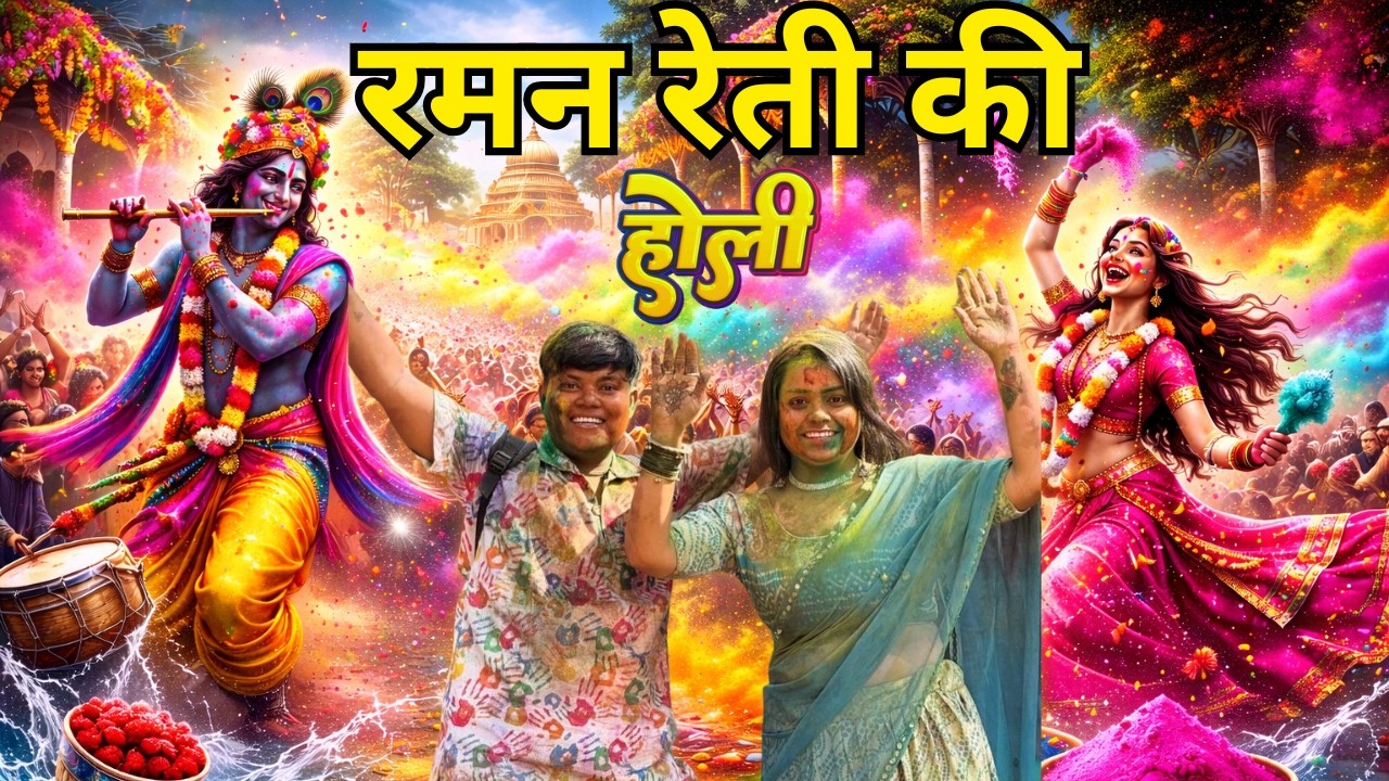 रमन रेत की होली 🎉🌈🔥 | रंग, मस्ती और धमाल 😍💦 #vrindavandham #sbvlogs