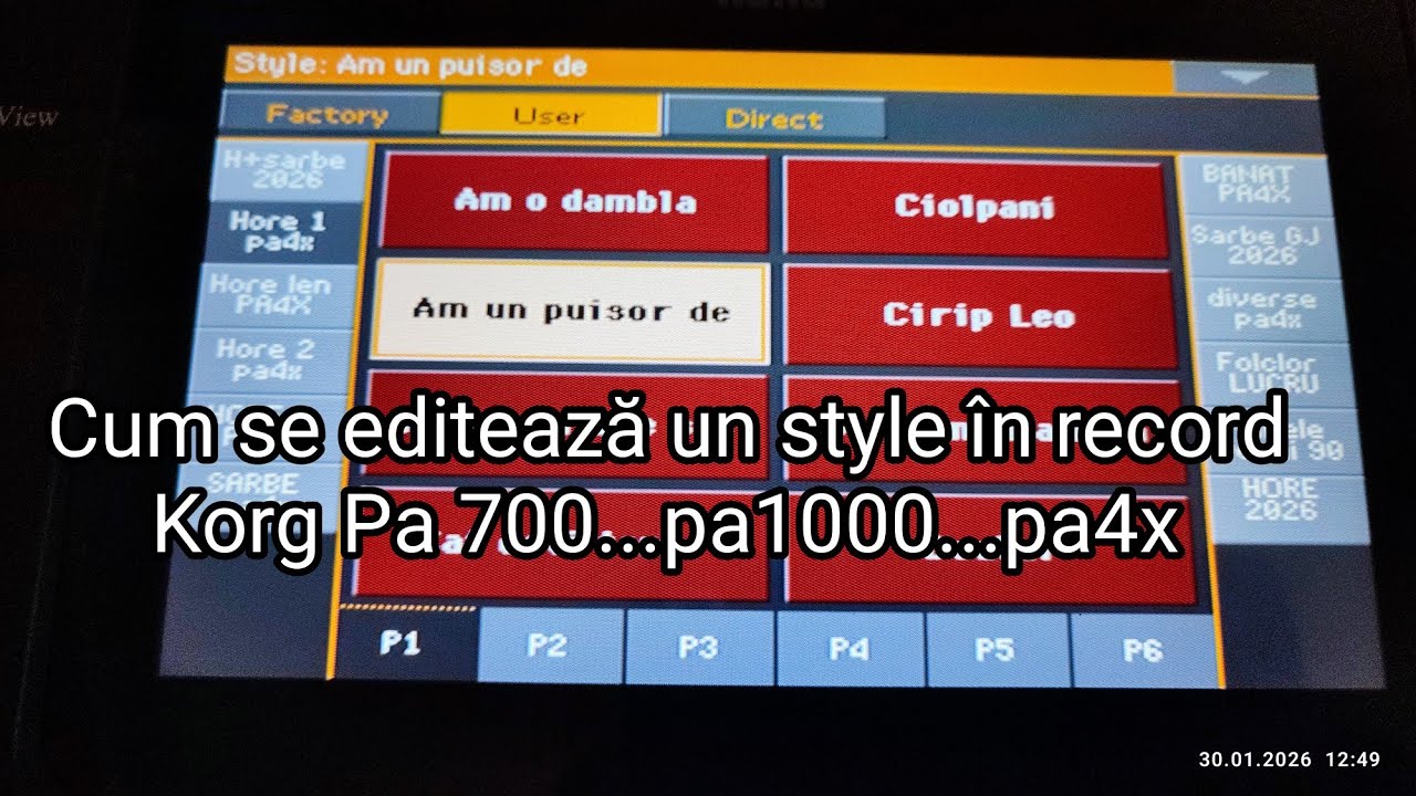 Cum se editează un style în record...set Korg Pa700 