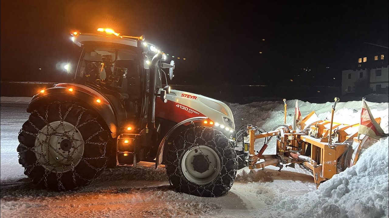 Schneeräumen | Steyr Expert CVT 4130 mit Kahlbacher Schneepflug| | Original Sound