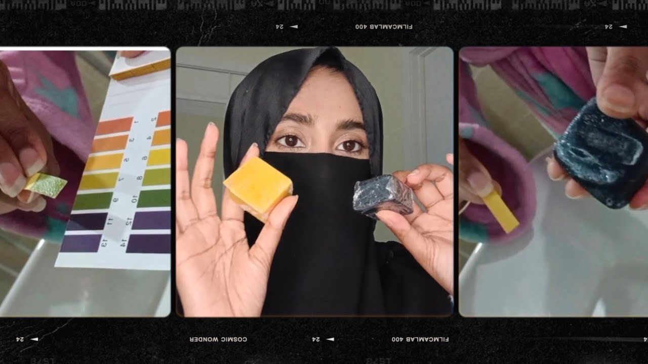 RIBANA organic activated Charcoal Soap and saffron goat milk soap review_PH test with both soap_2024