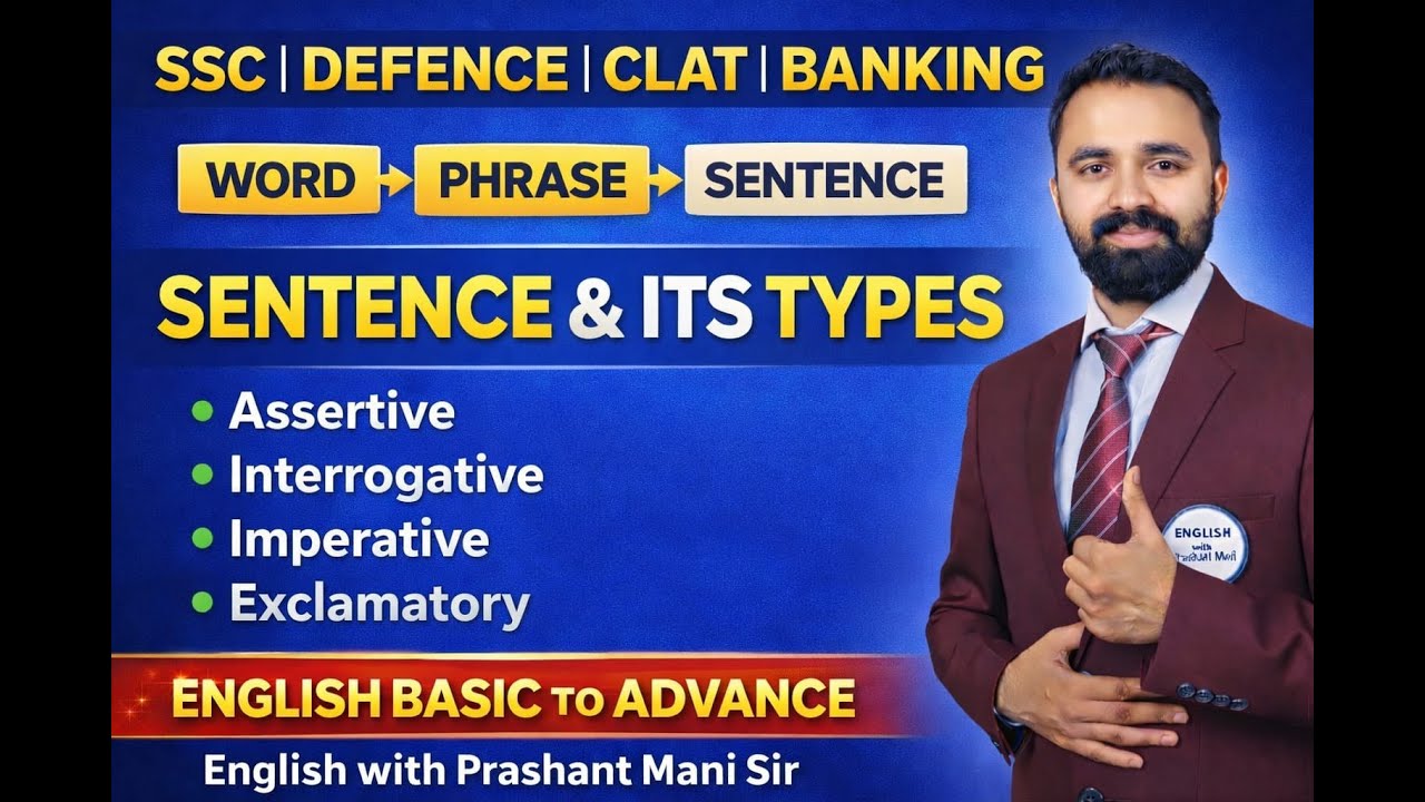 LECTURE-02 English Foundation Class: Sentence and it's types  Seekho A to Z |  BY Prashant Mani Sir
