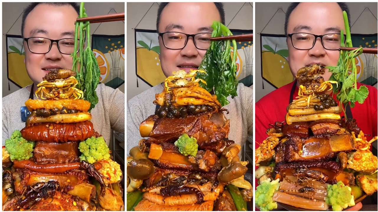 Mukbang#76 :Eat belly pork, 😋😋 Fried skewers. Noodles 🍜🍜#belly #mukbang #bellyyummyfood 