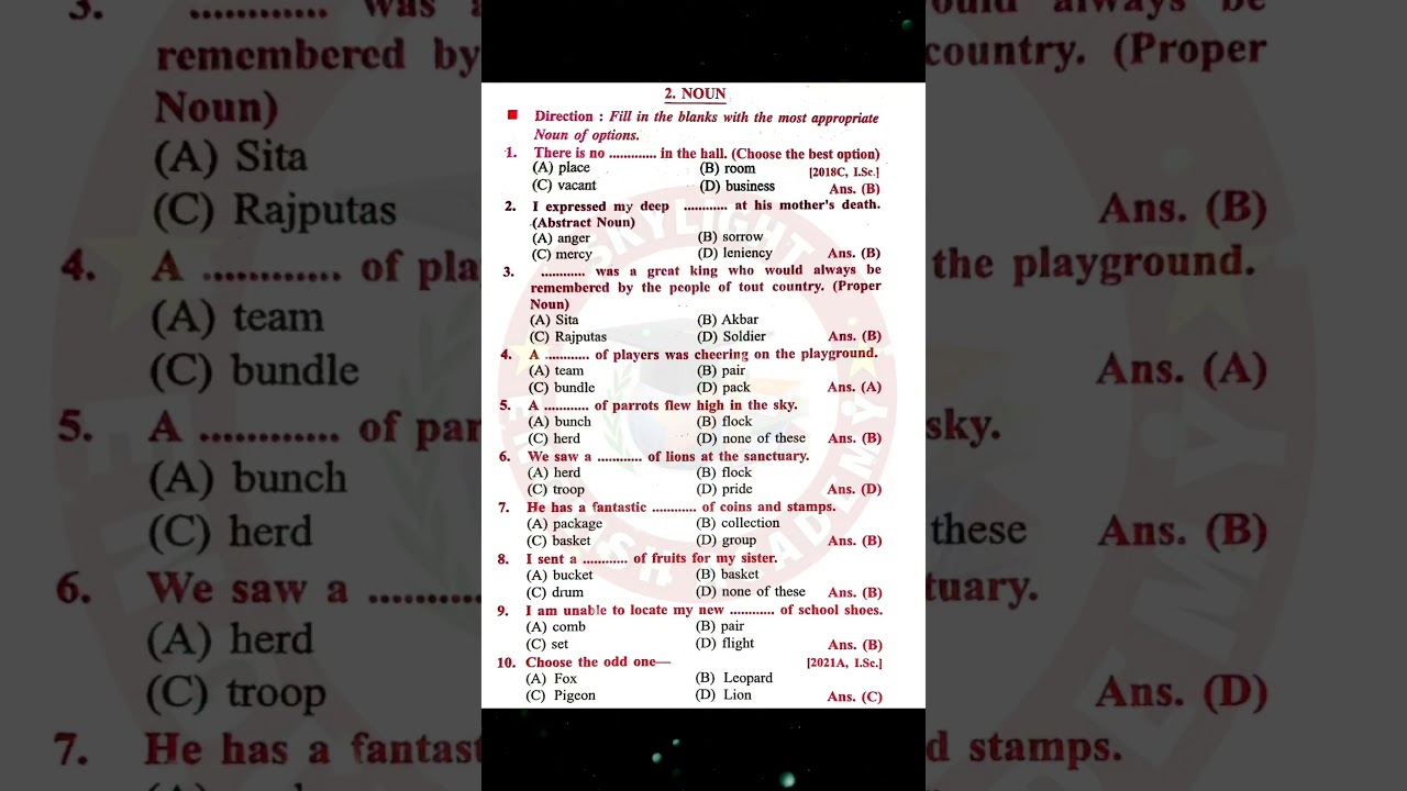 Noun Objective Questions 2025 | Class 12 English Grammar | #shorts #noun #motivation #class12 #bseb