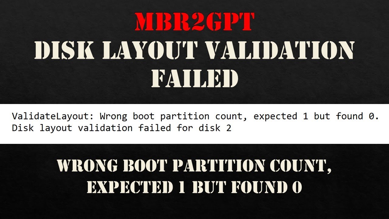 MBR2GPT: Wrong boot partition count, expected 1 but found 0