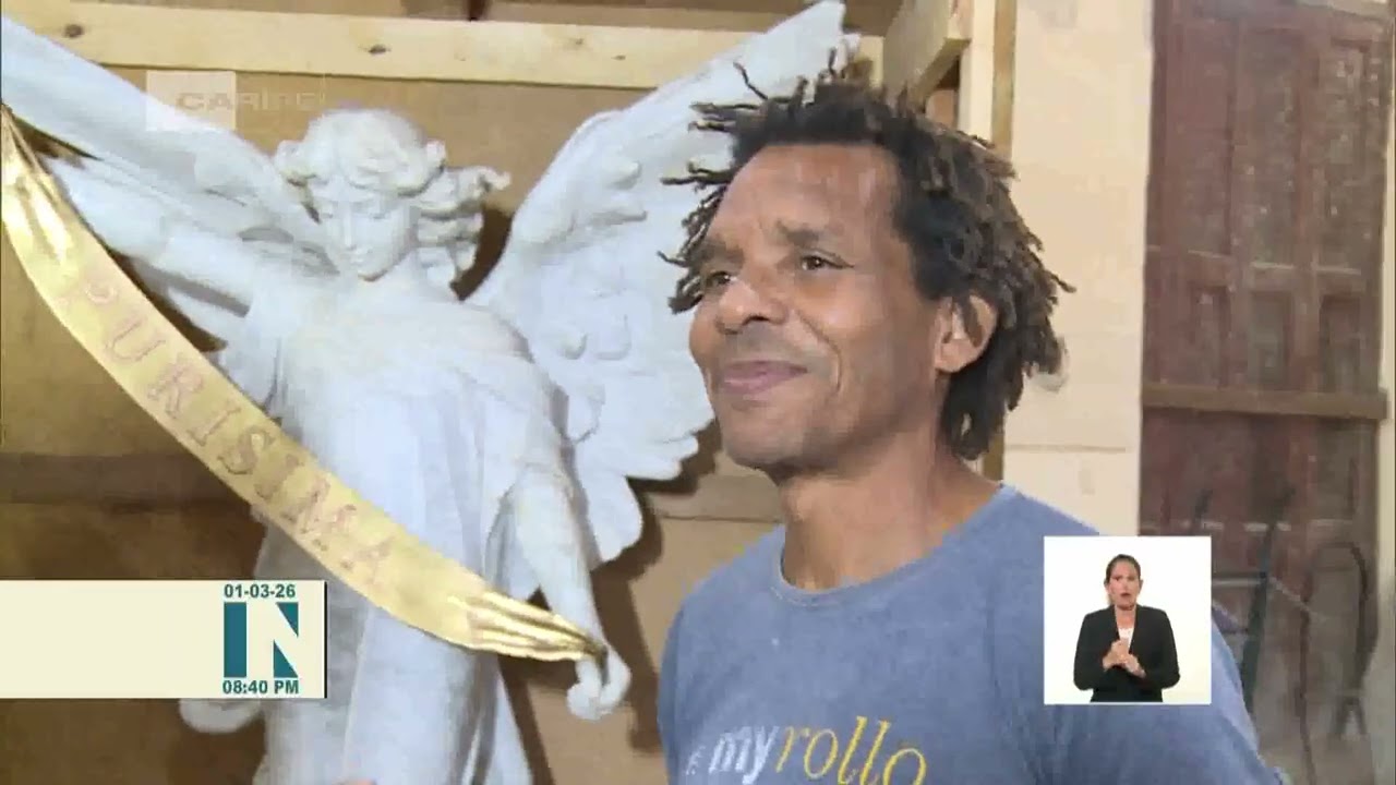 Restaurado ángel del Santuario de la Virgen de la Caridad, símbolo del poblado de El Cobre