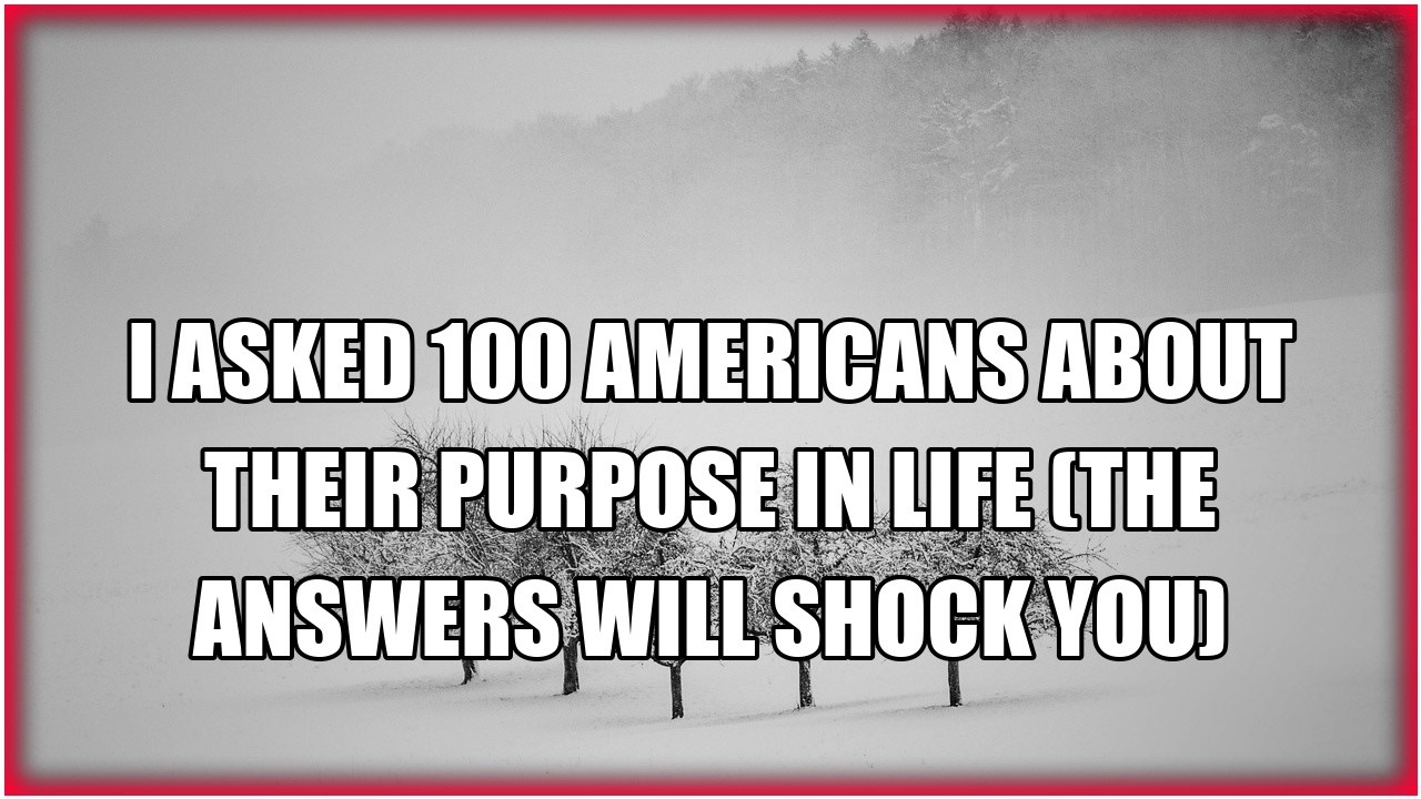 I Asked 100 Americans About Their Purpose in Life The Answers Will Shock You
