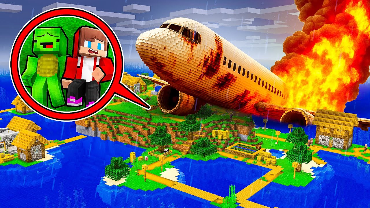 JJ and Mikey Were In a PLANE CRASH in Minecraft - Maizen