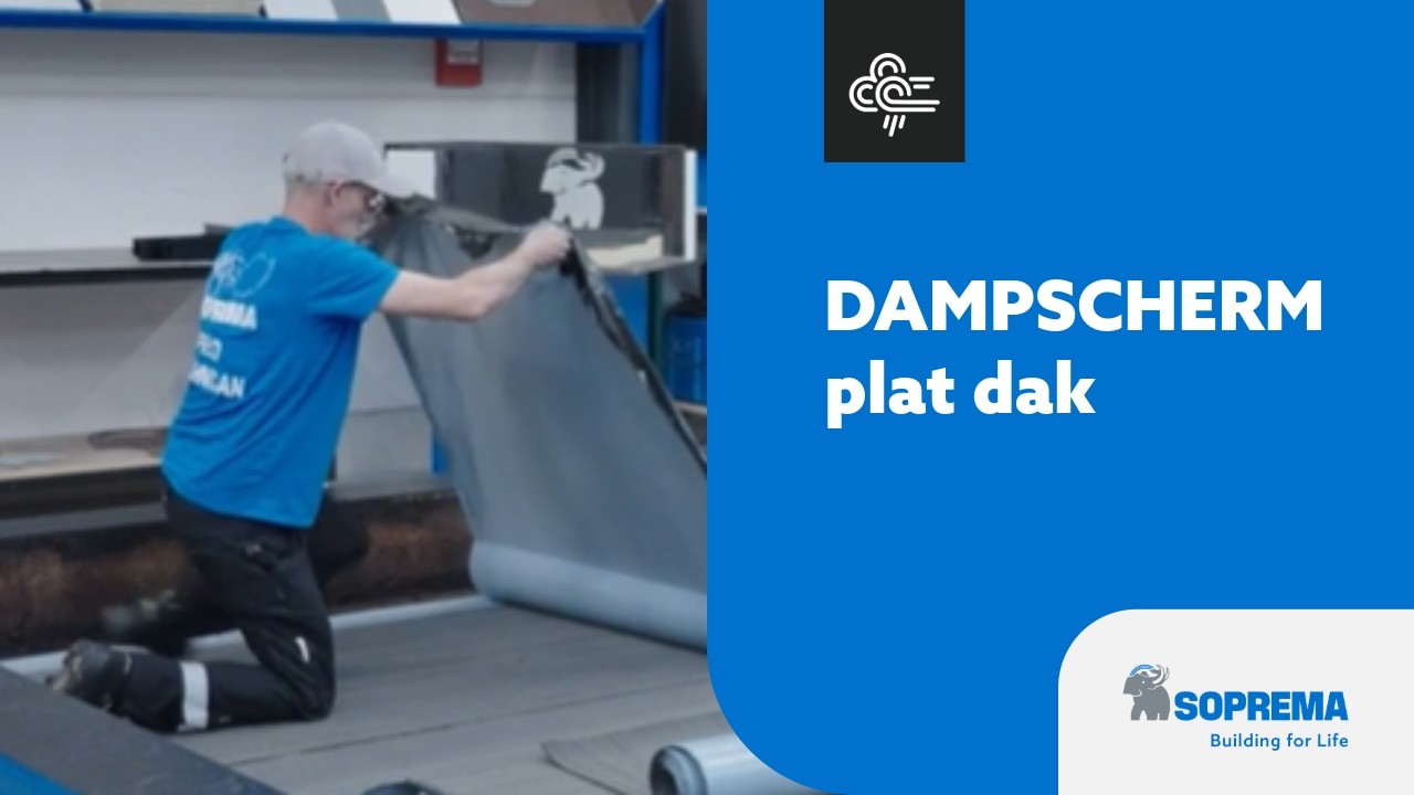 Zelfklevend dampscherm plaatsen – Plat dak plaatsing | SOPREMA België