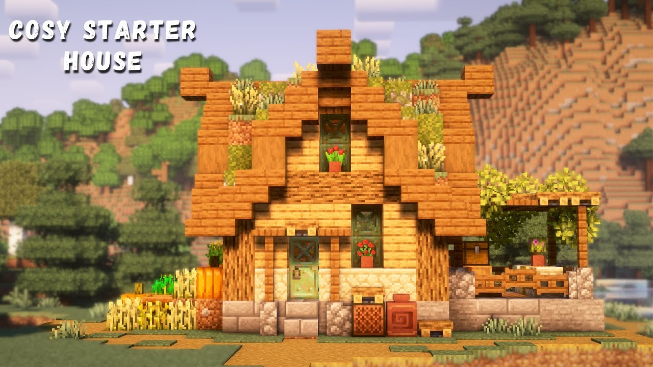 Minecraft: Build This Cosy Starter House In The First Night | Easy Tutorial