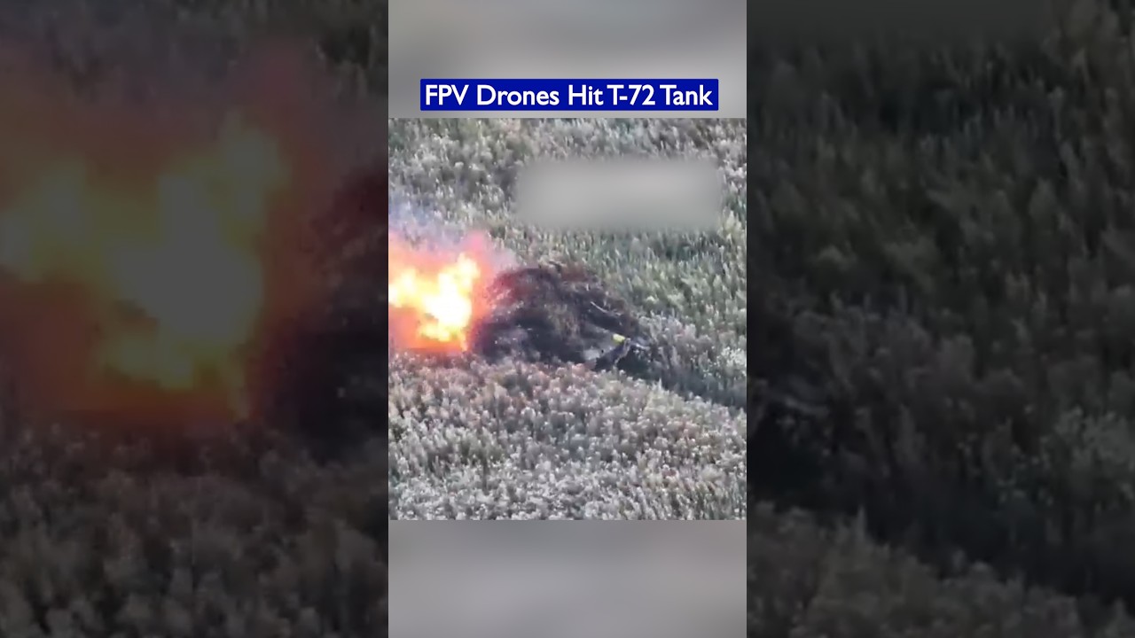 Russian FPV Drones Destroy a T-72 Tank Despite Anti-Drone Armor in Kharkiv
