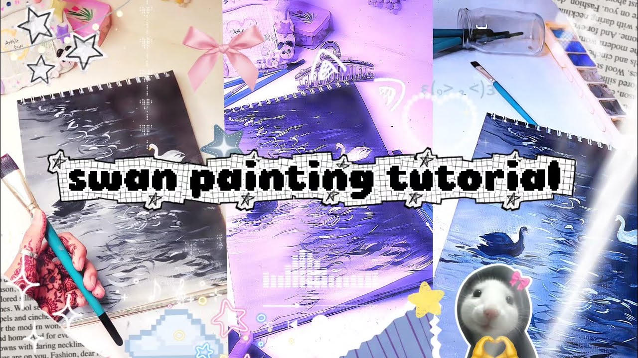 Swan painting tutorial step by step 💜🫰🏻👩🏻‍🎨👀🦢 #art 