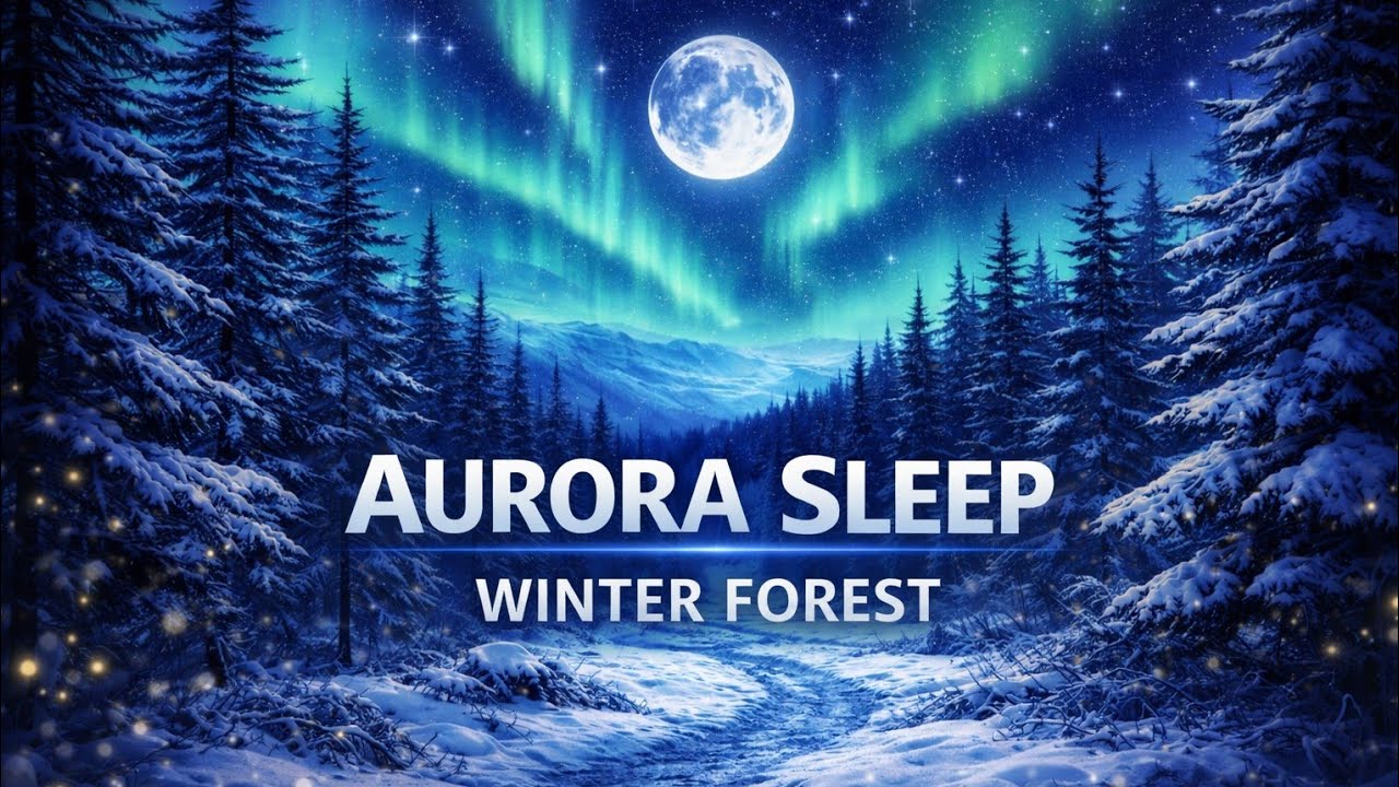 Aurora Borealis Winter Forest 🌌 2 Hours of Relaxing Music for Deep Sleep and Meditation